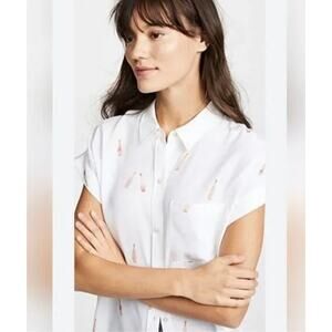 Rails Whitney Rose All Day Medium Champagne Resort White Button Down Shirt